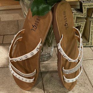 NEW Fun & Beautiful WHITE Jeweled Trending Sandals by  ROUGE in Size 9 Medium